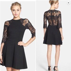 NWOT BB Dakota Black A line Dress w/ Lace Detail (M)